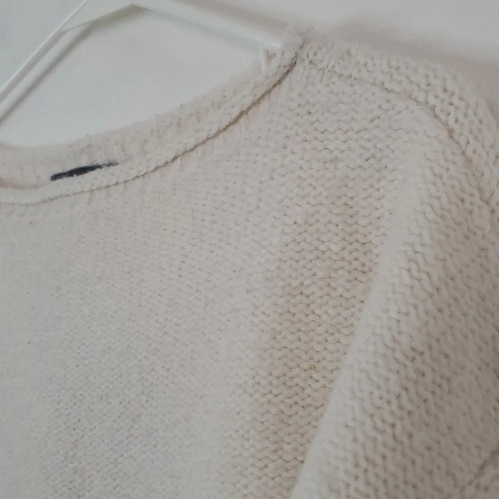 Vince Wool Silk Cashmere Blend Color Block Sweater XS Cream Gray Marled Pullover